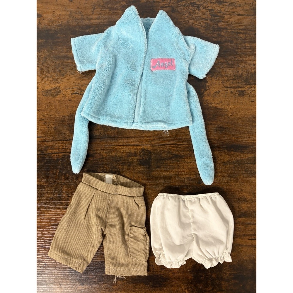 Doll Clothes Outfit For 18" Dolls 3 Piece Blue Sweatshirt Tan White Shorts
